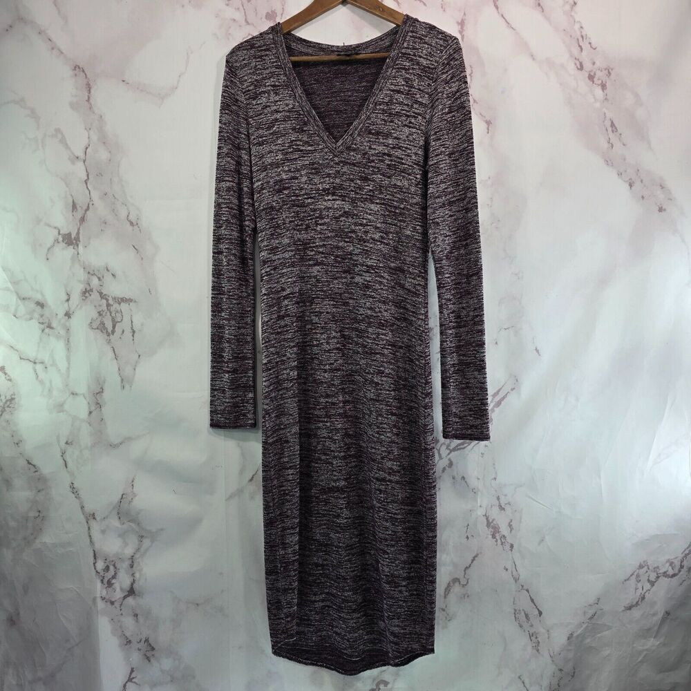Wilfred Free Dress Womens Medium Purple Long Sleeve T Shirt V Neck Midi Aritzia